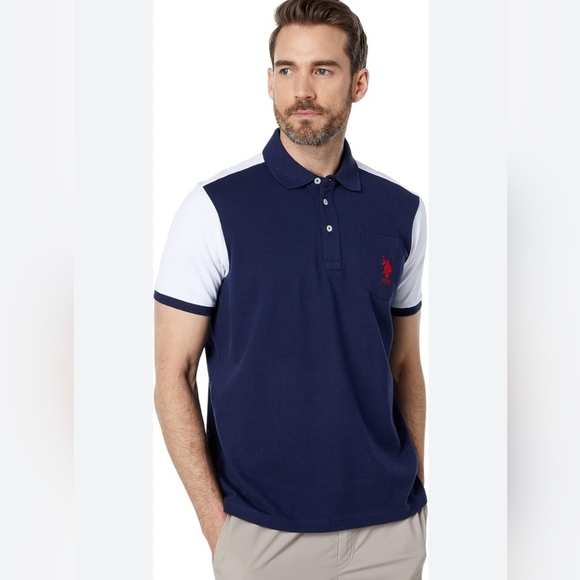 U.S. Polo Assn. Other - U.S. POLO ASSN. Short Sleeve Color-Block Pique Knit Shirt, Size M